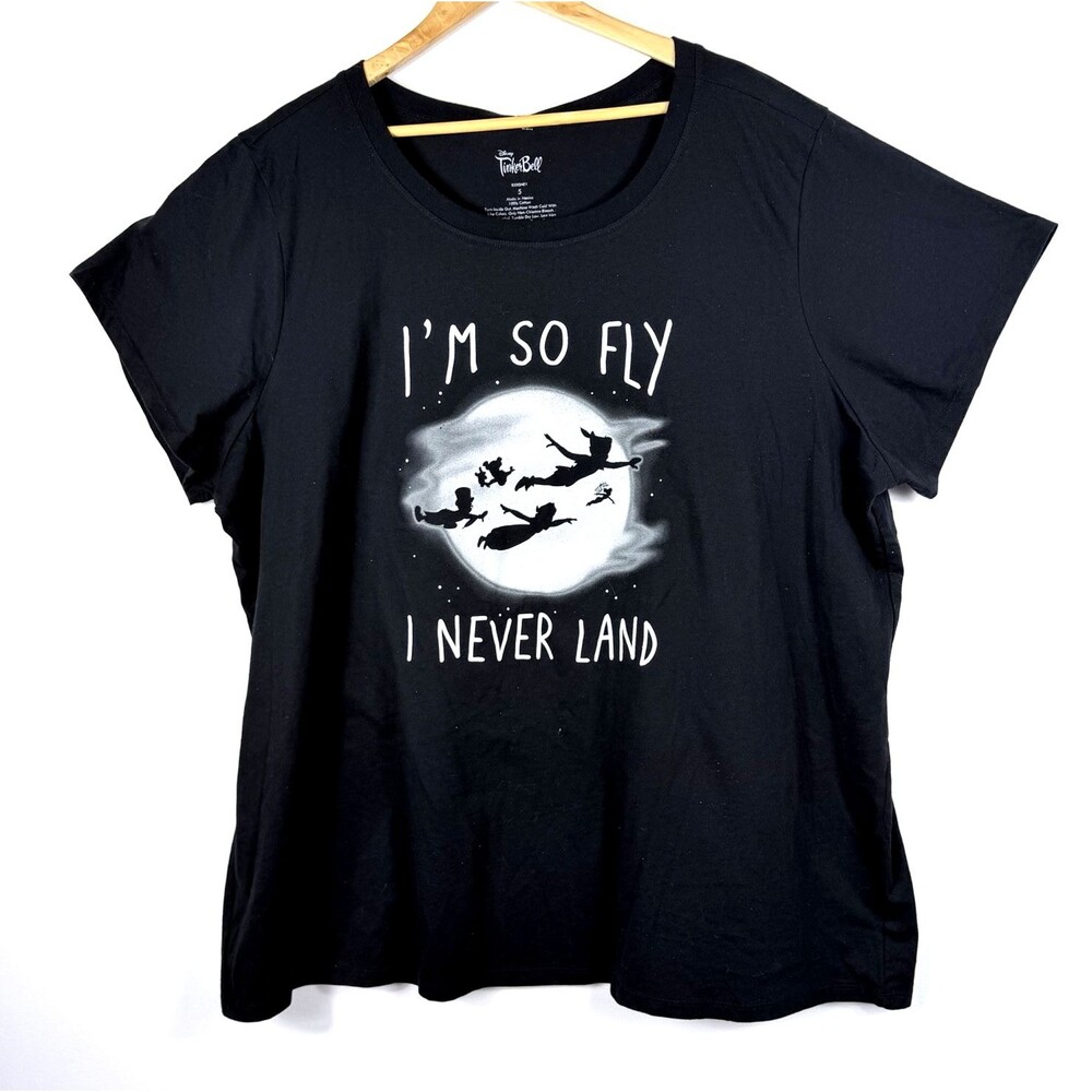 Torrid Disney Tinkerbell T Shirt Women's Size 5 Neverland Crew Peter Pan Black
